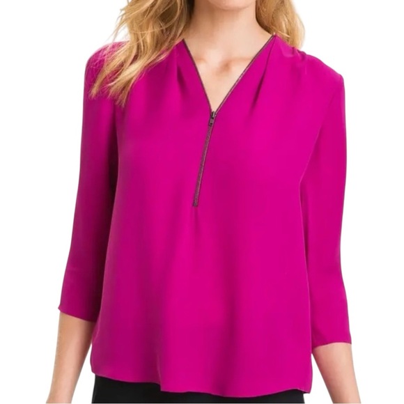 Theory Sala Silk Zip Top - Picture 1 of 9